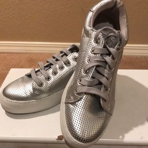 Report silver platform sneakers